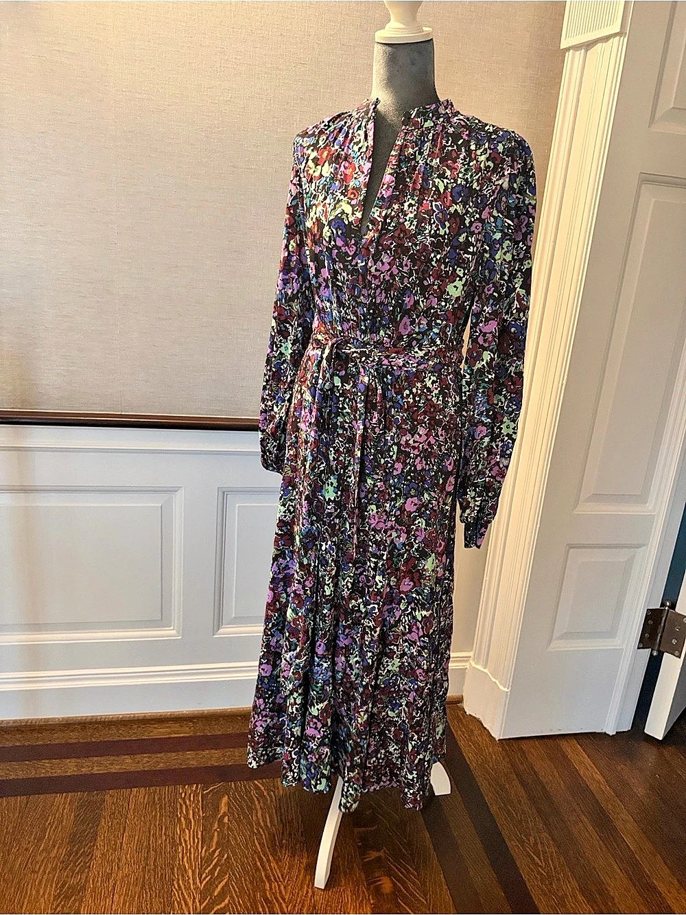 ME+EM Floral Midi Dress in Purple & Multicolor Size XL (12)